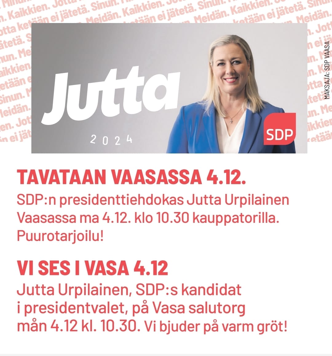 Jutta Vaasassa – Jutta i Vasa – 4.12.2023