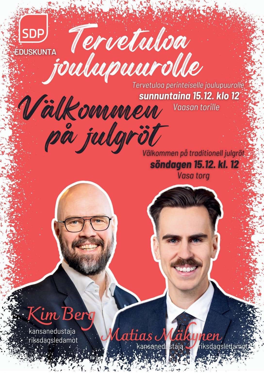 Joulupuurolle! – Julgröt! – 15.12.2024 klo/kl. 12.00
